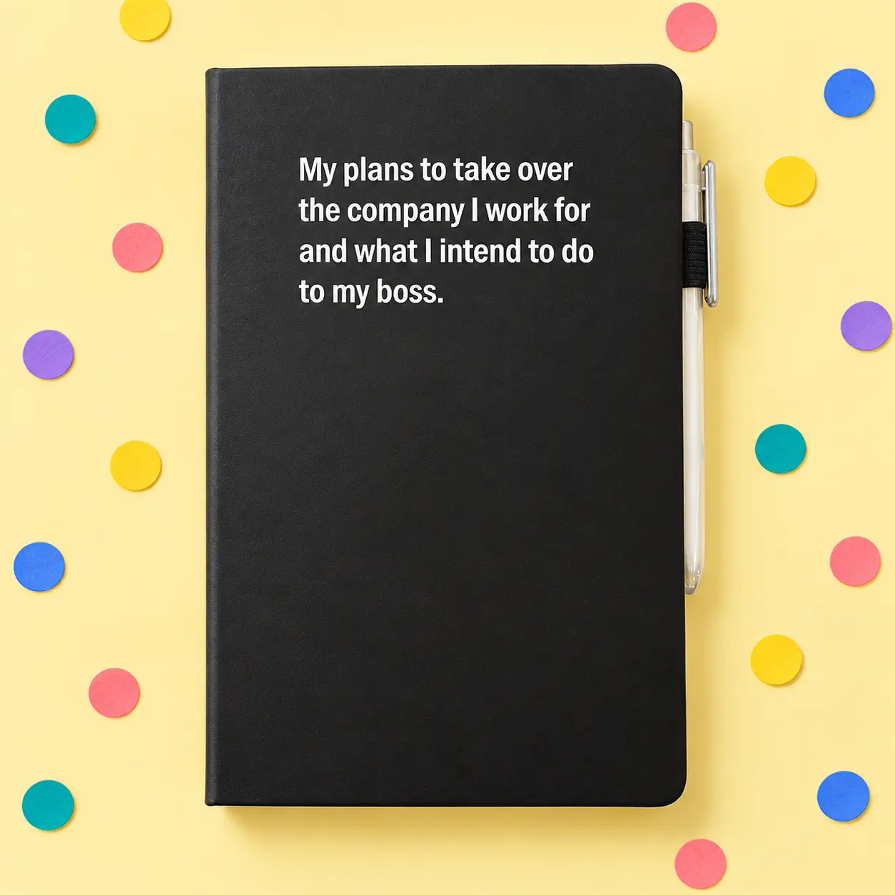 Black notebook for plans to take over the company